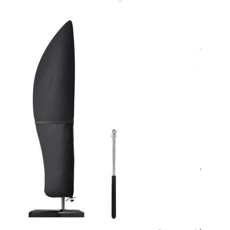 Parasol cover with telescopic pole, made of durable 420D Oxford tear-resistant fabric, Black, 265x50-70-40 cm, Ref. A546