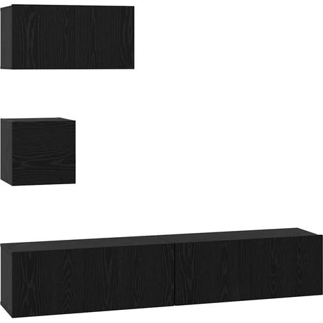 Maison Exclusive - TV-Schrankset 4 pcs Schwarz Eichen-Optik Holzw