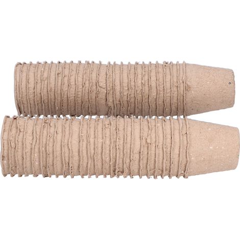Packung mit 50 runden 6-cm-Torftöpfen, biologisch abbaubar für Setzlinge und Pflanzen, ökologisches Gartenzubehör. (1/5)