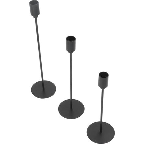 3 ensembles de chandeliers noirs, chandeliers hauts coniques en fer forgé noir mat, accessoires de mariage (1/5)