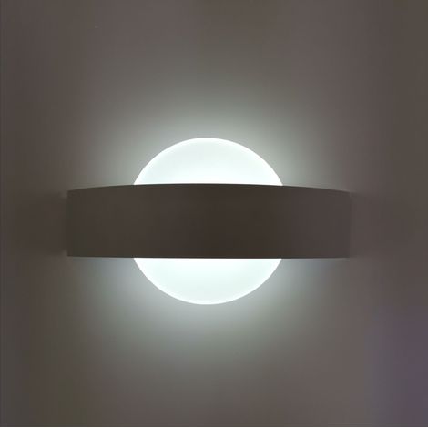 Applique parete led 8w cerchio bianco lampada muro moderno interno camera salotto fredda bianca 6500k (1/3)