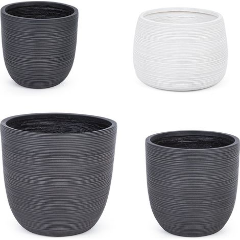 Set di balconiere vasi da giardino balcone esterno per piante antracite Stripes -Set da 2 / Stripes / Bianco