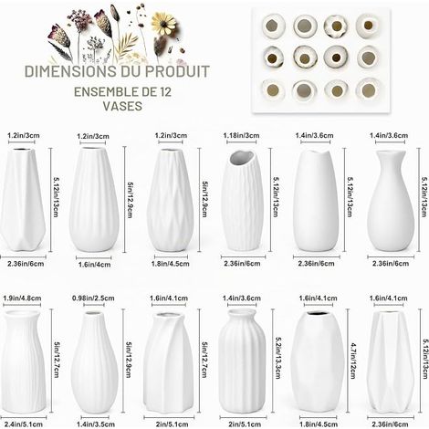 Petits Vases Décoratifs - 13 cm Vase Blanc en Céramique Mate pour Herbe de la Pampa, Fleurs Séchées - Décoration Bohème Scandinave Moderne pour Intérieur, Maison et Tables de Mariage (1/4)