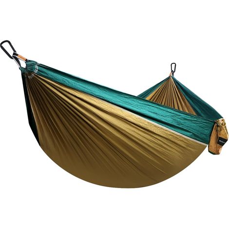 Hamac Ultra-léger de Voyage Camping (270 x 140 cm) Nylon à Parachute 2 x Mousquetons de qualités pour Jardin d'interieur/extérieur (1/4)