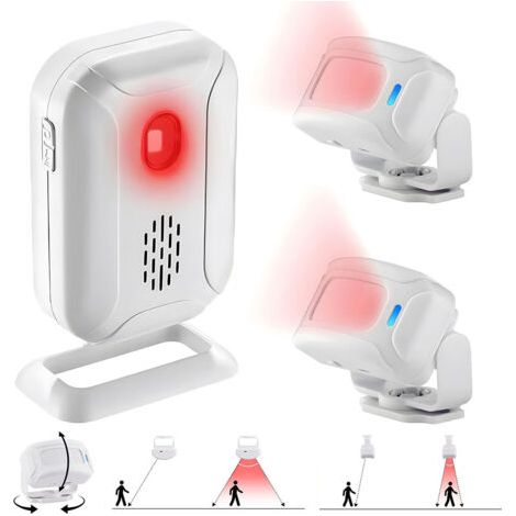 Sonnette à capteur, sonnette d'entrée commerciale, interphone de bienvenue pour magasin, alarme de détection de mouvement, rappel pour les personnes âgées, sonnette visiteur - 1 récepteur, 2 capteurs (1/5)