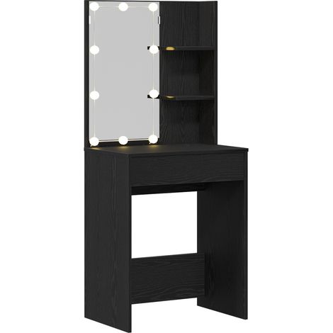 Mesa de tocador LED en Roble Negro, 60x40x140 cm, Hecha de Madera Elaborada vidaXL (1/5)