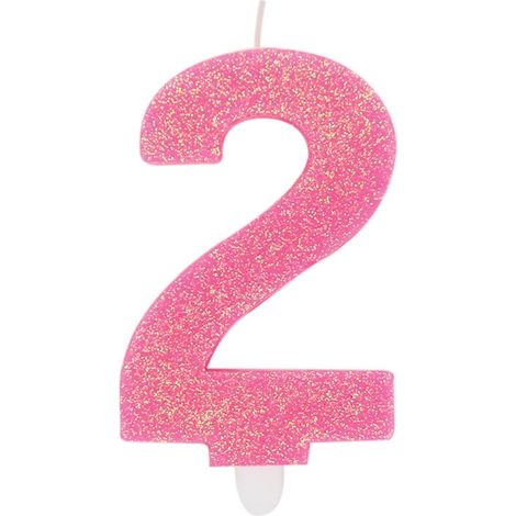 Big Party Candelina Numero 2 Cera Sweety Fuxia Glitter
