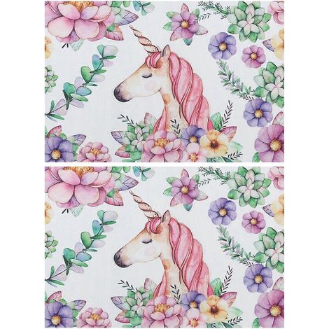 Lot de 2 sets de table licorne en guirlande, antidérapants, pour assiettes et bols. Socles de table pratiques et isolants thermiques pour la maison et le restaurant. (1/5)