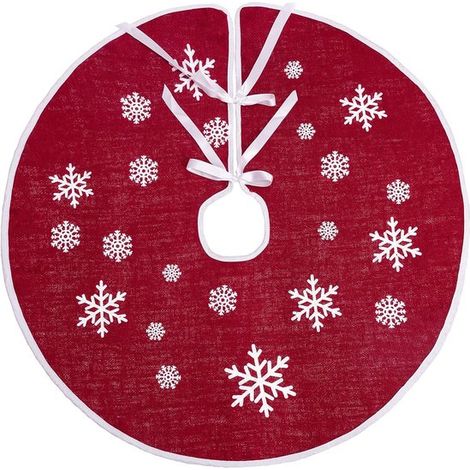 75 cm Weihnachtsbaumdecke aus roter Jute, Weihnachtsbaumteppich, Ornamente, Dekoration für Weihnachten (1/2)