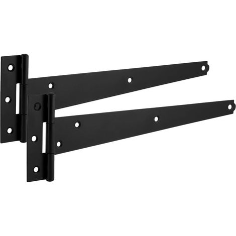 （150mm）Japanese T-Hinges, Pack of 2 Black 150mm Japanese T-Hinges, Weatherproof Powder Coated Metal T-Hinges and