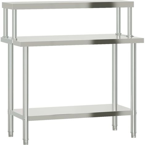 Table de travail de cuisine avec étagère 110x55x120 cm inox