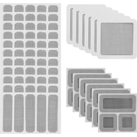 Kit de Réparation pour Moustiquaire, 40 Pièces d'Autocollants de Réparation en 3 Formes, Patchs pour Filets Anti Moustiques Fenêtres, Portes, Tentes, Auto Adhésif en Fibre de Verre pour Réparer (1/5)