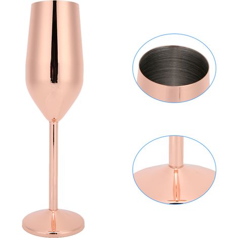 Weingläser/Champagnergläser aus Edelstahl 304, 220 ml, für Bar, Party, Bankett, Roségold (1/5)