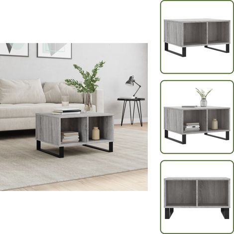 The Living Store Couchtisch Grau Sonoma 60x50x36,5 cm Holzwerkstoff - Couchtisch - Wohnzimmerstil - Grau - Holzwerkstoff - Metallgestell (1/5)