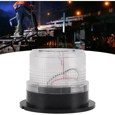 Lampe de Signalisation Solaire pour Grand Véhicule de Travaux ou Déneigeuse - Éclairage de Sécurité Clignotant Rouge et Bleu pour la Nuit -KZQ (1/5)