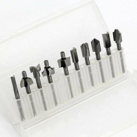 royaluxe -10pcs 1/8 3mm Tige HSS Routeur Bits Fraisage Gravure Sur Bois Pour Dremel Outil Rotatif Embouts de Fraisage Routage Pour Bricolage Menuiserie Gravure (1/4)