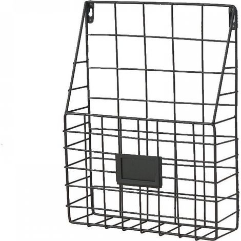 1 estante de pared para revistas/periódicos, cesta para periódicos, soporte de pared para revistas (negro) (1/4)
