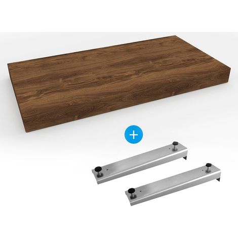 Egger Set Naturel Waschtisch 100x8x50 cm + Befestigung für Waschtisch Dolce 39,5 cm , Nachbildung Eiche charleston dunkelbraun