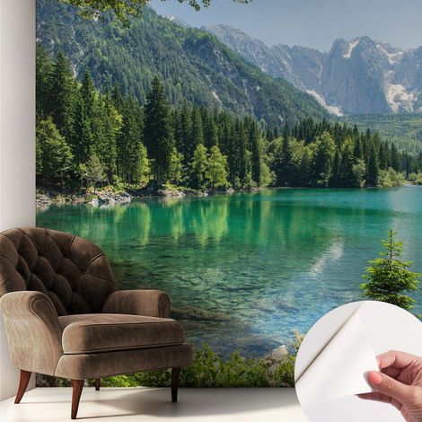 Selbstklebend Tapete - abwaschbar - Raumgestaltung Schlafzimmer Wohnzimmer Tapete Grüner See 250x250 cm (1/5)