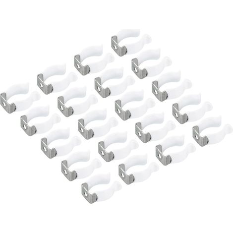 T6 U Clips Support Console pour LED Lumière Ampoule Montage Console Support Inox Acier Fluorescent Tube Support Tuyau Pinces, Blanc Paquet de 20 (1/5)