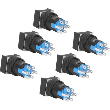 25 Stück Drucktaster mit Leuchte, 16 mm quadratisch, selbstverriegelnd, kleine Leistungsschalter, 24 V, 5 A (1/5)
