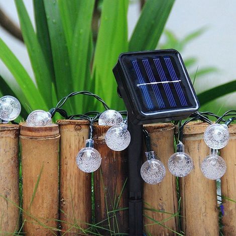 Guirlande lumineuse solaire Globe de 5 m (16,4 pi) avec 20 LED étanches, idéale pour terrasse et jardin. Éclairage coloré. (1/5)