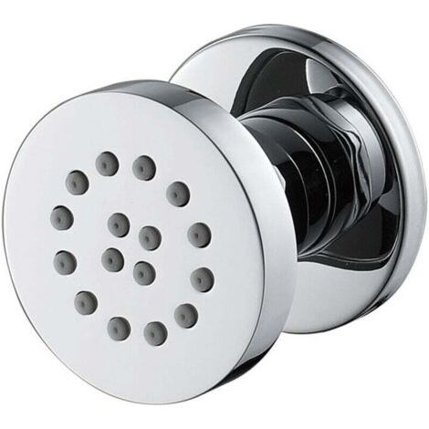 Jets Latéraux Chromé Jet de Corps en Laiton Réglables Pulvérisation de Buse Ronde Mural Jets de Massage Douche pour Accessoires de Salle de Bain, 50x50mm,1 Pcs (1/4)