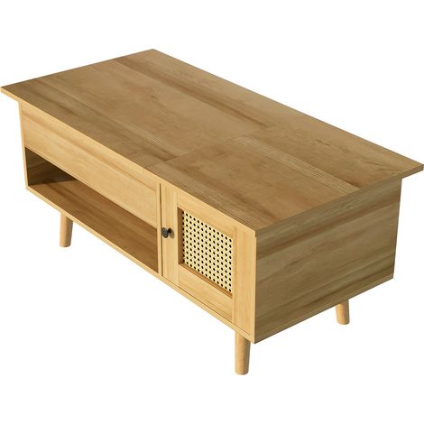 Hochglanz-weißer Couchtisch 100x50x32 cm - mit Glasplatte und Schubladen, kratzfest, mit 1 Schublade, mit LED-Beleuchtung, moderner Stil (1/5)