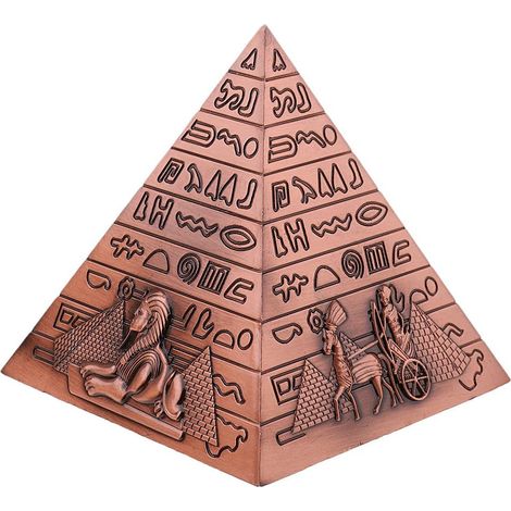 Pyramide Égyptienne en Métal Cuivré, Statue Artisanale Décoration, Objet de Collection, Idéal pour Intérieur et Cadeau (1/5)