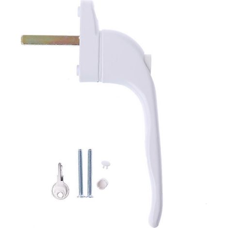 Poignée de fenêtre universelle Espag en PVC blanc avec serrure à clé, adaptée au double vitrage. (1/5)