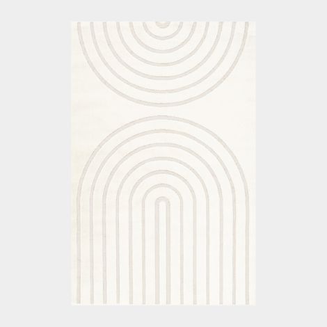 Décoweb – Tapis shaggy Néo Circle crème 120 x 170 cm – Hauteur de fibres 14 mm – Composition 60% polypropylène 40% polyester – Certifié Oeko-Tex (1/4)