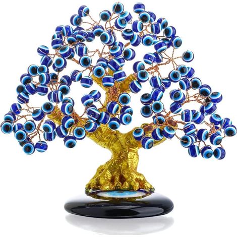 Dessous de Verre Bleu Turc Nazar de 17,3 cm, Motif Mauvais œil pour la Protection, la Chance, la prospérité, Cadeau pour la Maison, la Table, Le Bureau (1/5)