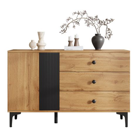 Credenza moderna e semplice, mobile credenza moderno, set contenitore per soggiorno, 120L x 35W x 76H (cm) (1/5)
