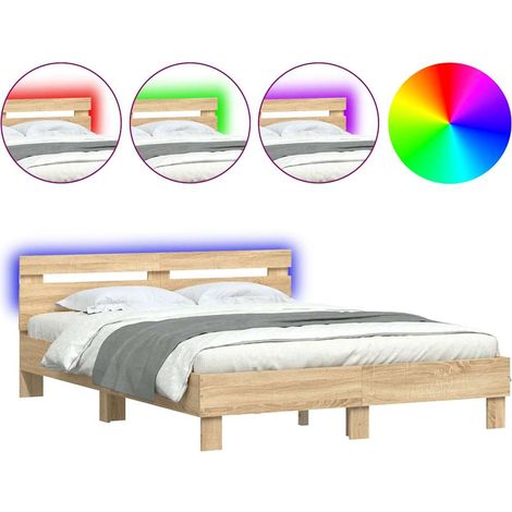 Maison Exclusive - Estructura de cama cabecero y luces LED roble (1/5)