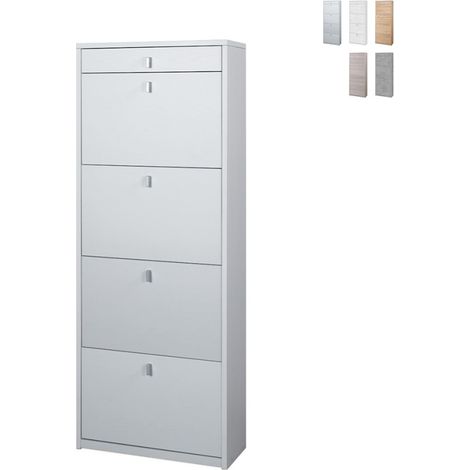 Scarpiera design moderno 4 ante con cassetto 20 paia di scarpe Cadre - Shabby Bianco (1/5)