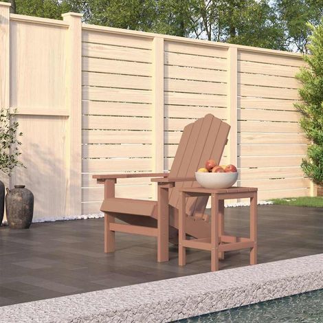 vidaXL Silla de jardín Adirondack con mesa HDPE marrón (1/5)