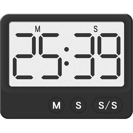 Noir Minuteur de Cuisine Magnétique avec Grand Écran LCD, avec Chronomètre,Horloge Minuteur Digital,Alarme Puissante et Compte à Rebours. (1/5)