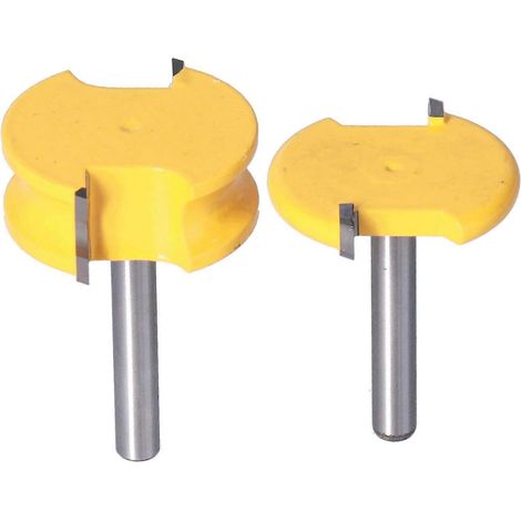 2-teiliges Fräser-Set, 1/4 Zoll Schaft, silber-gelb, für Wulstverbindungen, geeignet für die Holzbearbeitung