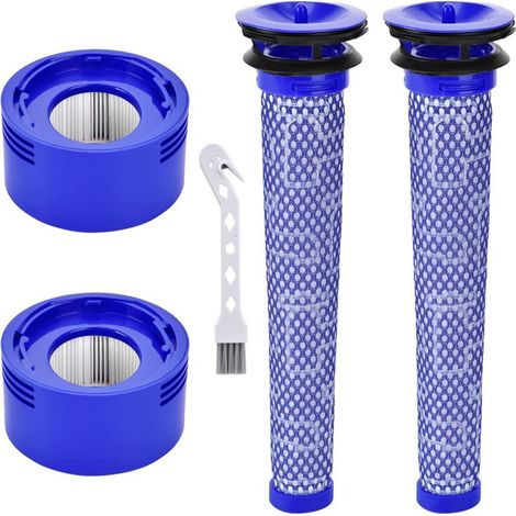 4 Pièces Filtre pour Dyson V7 V8, 2 Pré-filtres, 2 Post-filtres HEPA, 1 Brosse, Lavable, Compatible SV10 (1/5)