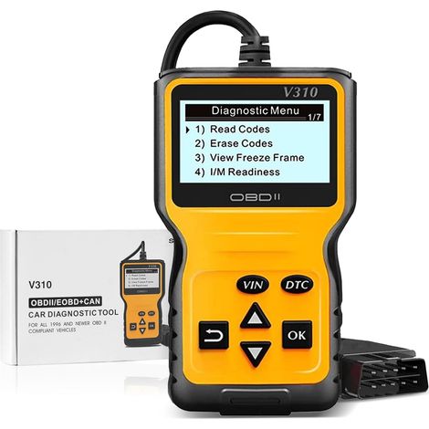 OBD2 Diagnostic Auto Valise Voiture, V310 Scanner Universel Lecteur Code Voiture, OBD Diagnostic Auto Multimarque, Outil de Diagnostic pour Tous Les protocoles OBDII Voitures Depuis 1996 (1/5)