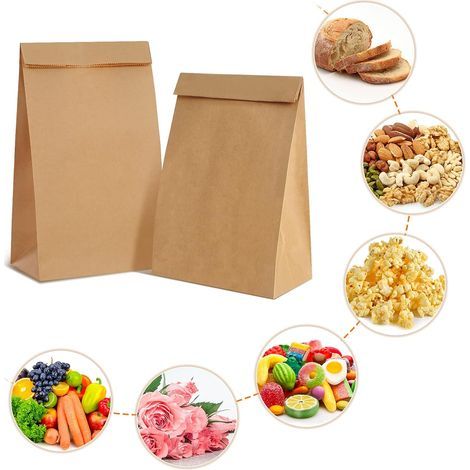 50 Sacs Kraft Grand Format 30.5x20x12.5 cm pour Cadeaux, Fêtes, Anniversaires et Mariages (1/5)