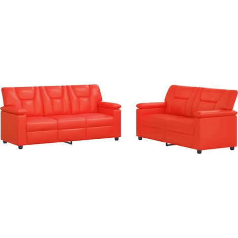 Ensemble de Canapés 2 pcs Rouge Simili cuir vidaXL