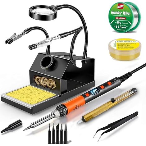 Soldering Iron Kit, 100 W, Heavy Duty and Non-Slip Iron Stand, 356-932 °F (1/5)