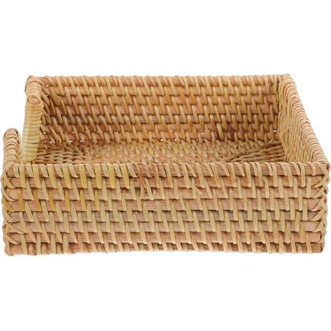 Porte serviettes carré en rotin tressé 18 cm plateau de (1/5)