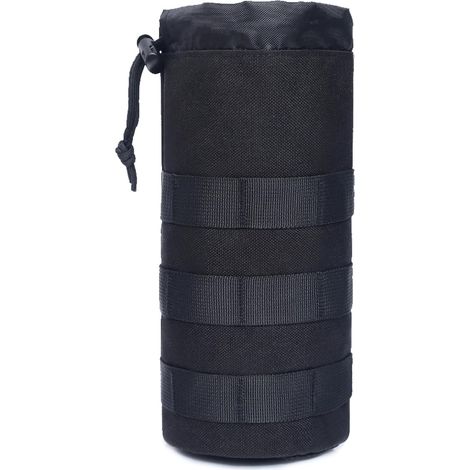 (A - Noir) Pochette Molle pour bouteille, pochette militaire pour bidon d'eau, porte-bouteille tactique, sac à cordon (1/5)