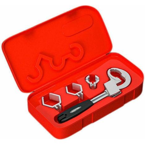 Multifunctional wrench for bathroom sinks and toilet taps, 80mm wide opening repair wrench, adjustable water pipe wrench with storage box and 3 chucks (1/5)
