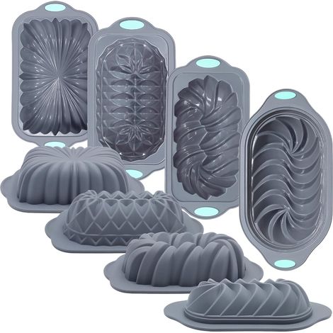 Moule À Cake En Silicone - 4 Pièces - Résistant Jusqu'à 230 °C - Pour Pain Banane Gâteau Cake Pâté - 6 Tasses - Gris (1/5)