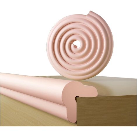 Protectores de esquinas y bordes de espuma, tira de seguridad de 2 m para mesas, muebles y cunas – Adhesivo a prueba de golpes (rosa) (1/4)