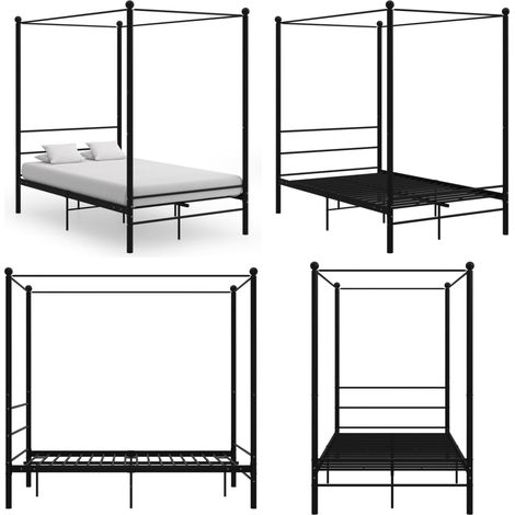 Himmelbett Schwarz Metall 140x200 cm - Himmelbett - Bettrahmen - Metallbett - Doppelbett - Schwarz - Home & Living (1/5)