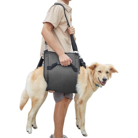 Porteur pour Chien Sling, Sac à Dos d'urgence pour Le Soutien des Pattes d'animal de Compagnie et Harnais de Levage pour Chiens, Porte-Chien pour Chiens âgés souffrant d'arthrite(XL, Noir)
